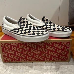 Vans Slip on Checkered Shoes - Checkerboard - Black and White